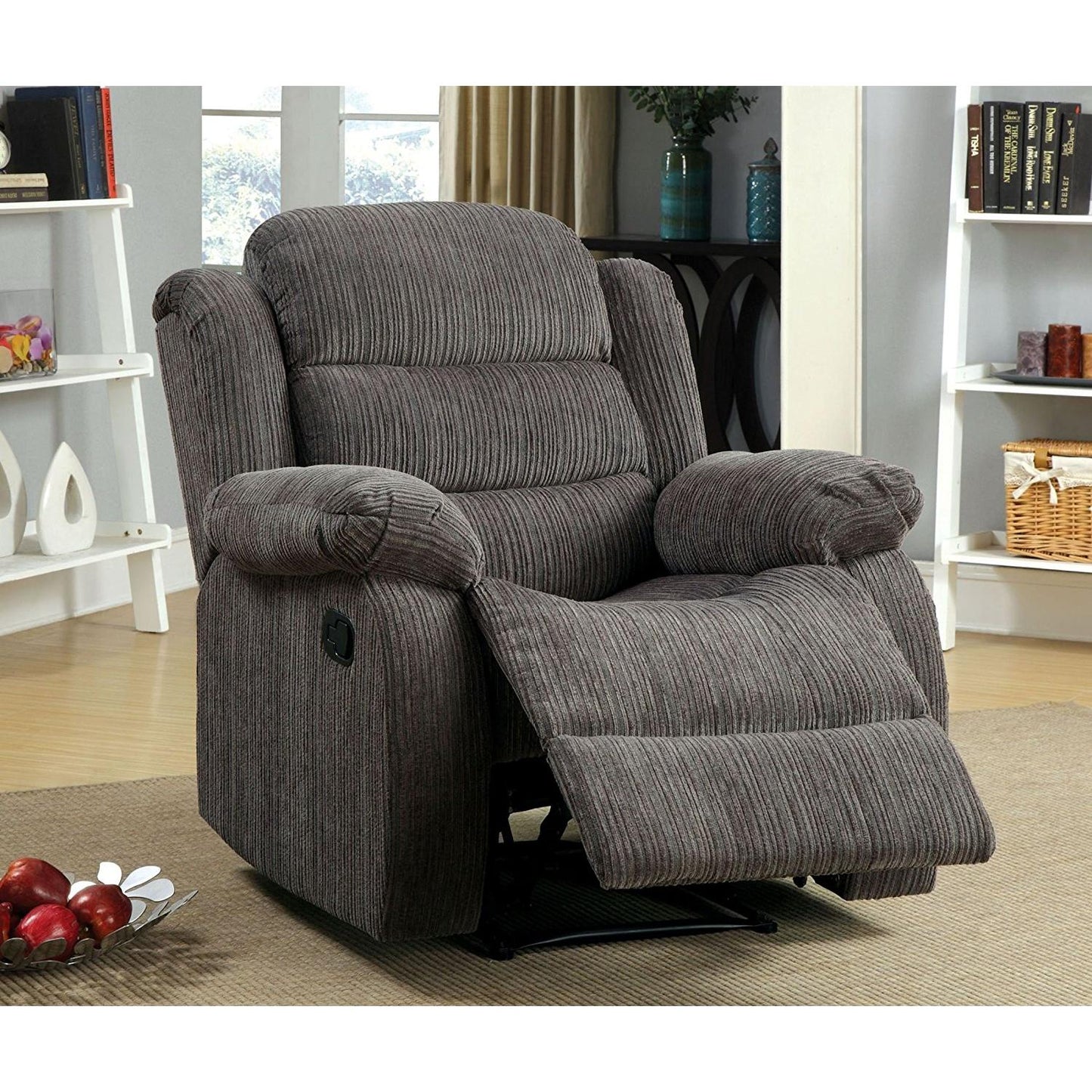  Furniture of America Millville Fabric Recliner CM6173GY-CH IMAGE 1