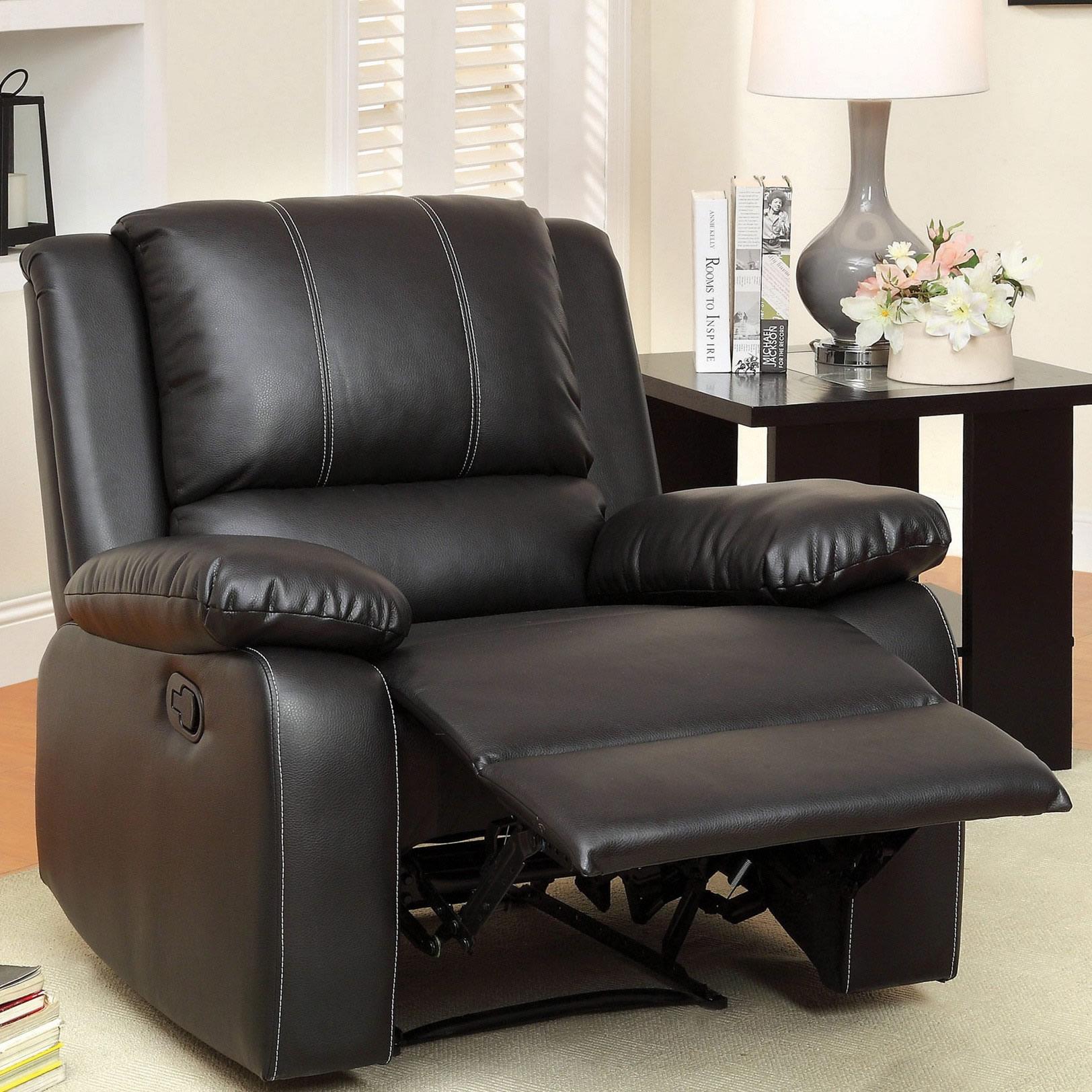  Furniture of America Gaffey Bonded Leather Match Recliner CM6826CH IMAGE 1