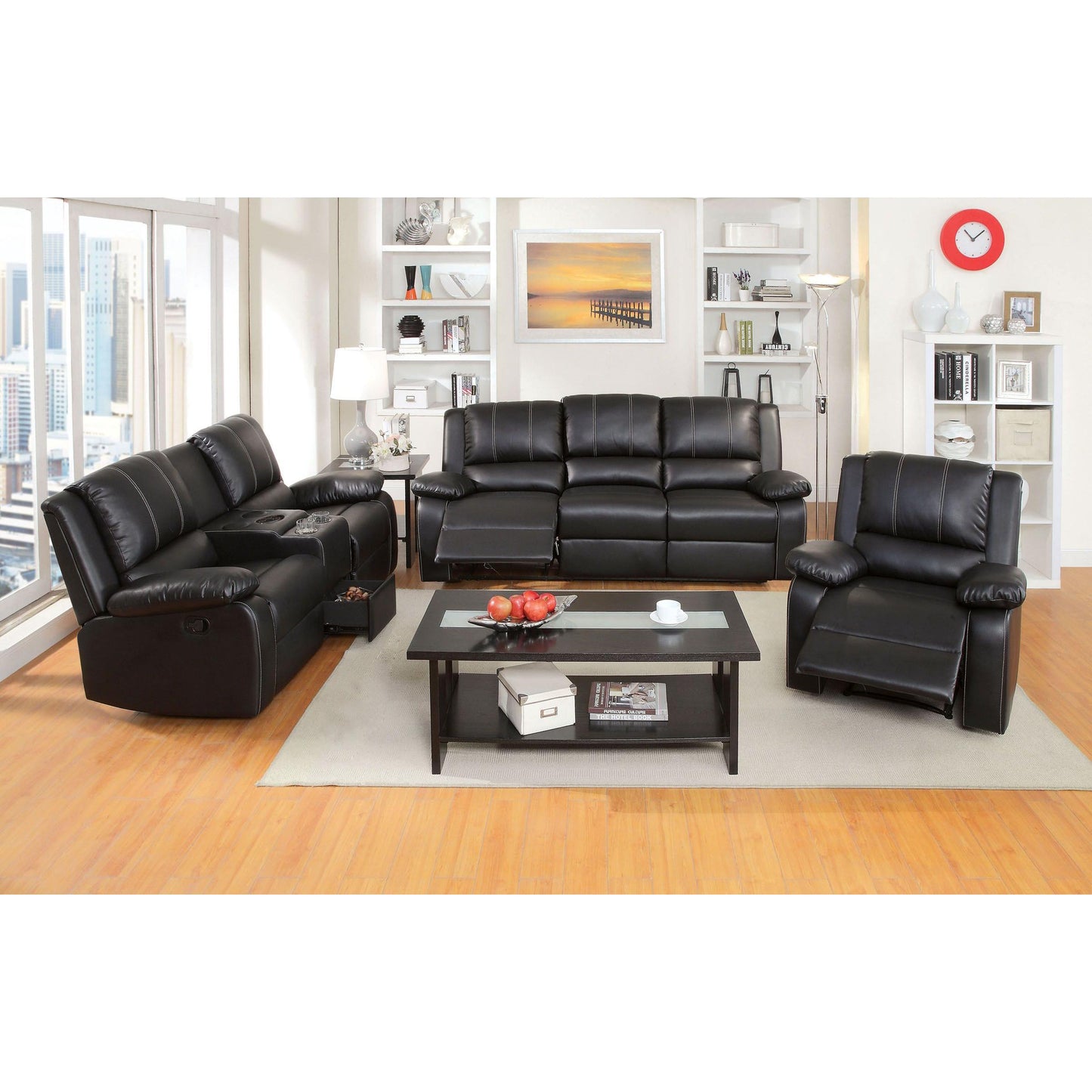  Furniture of America Gaffey Bonded Leather Match Recliner CM6826CH IMAGE 3