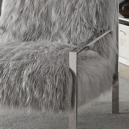  Furniture of America Birr Stationary Faux Fur Accent Chair CM-AC6137GY IMAGE 2