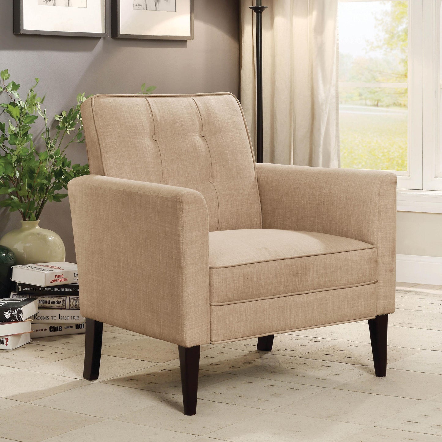  Furniture of America Amelie Stationary Fabric Accent Chair CM-AC6545BG IMAGE 4