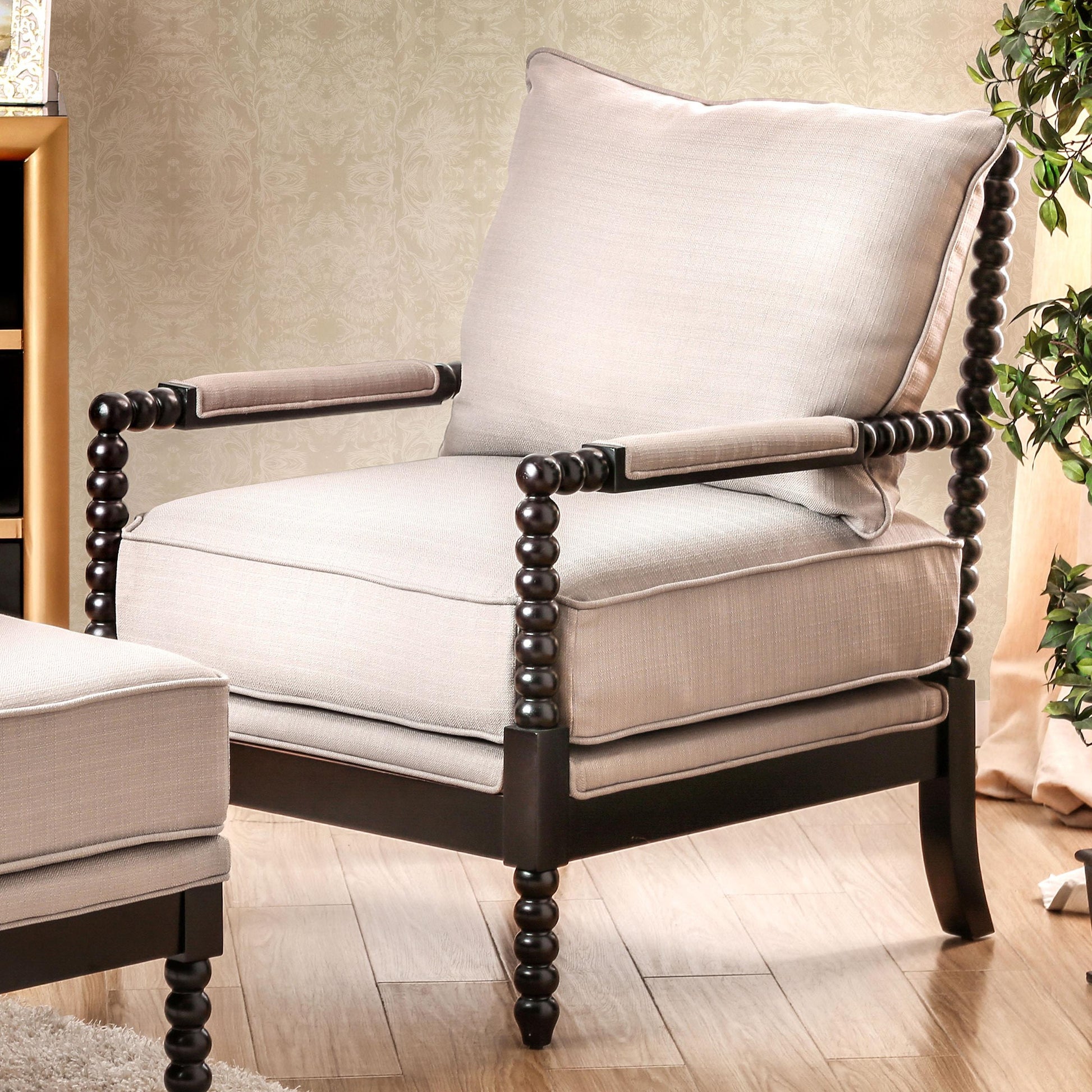  Furniture of America Sybil Stationary Fabric Accent Chair CM-AC6140BG IMAGE 1