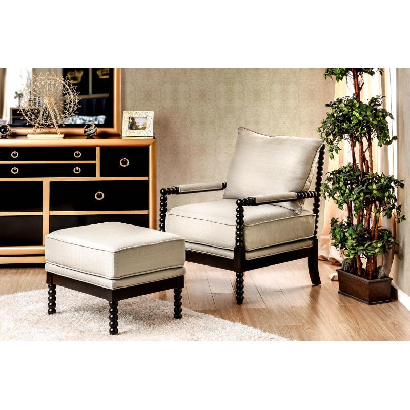  Furniture of America Sybil Stationary Fabric Accent Chair CM-AC6140BG IMAGE 3