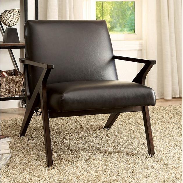  Furniture of America Margaux Stationary Leather Accent Chair CM-AC6265BR IMAGE 1