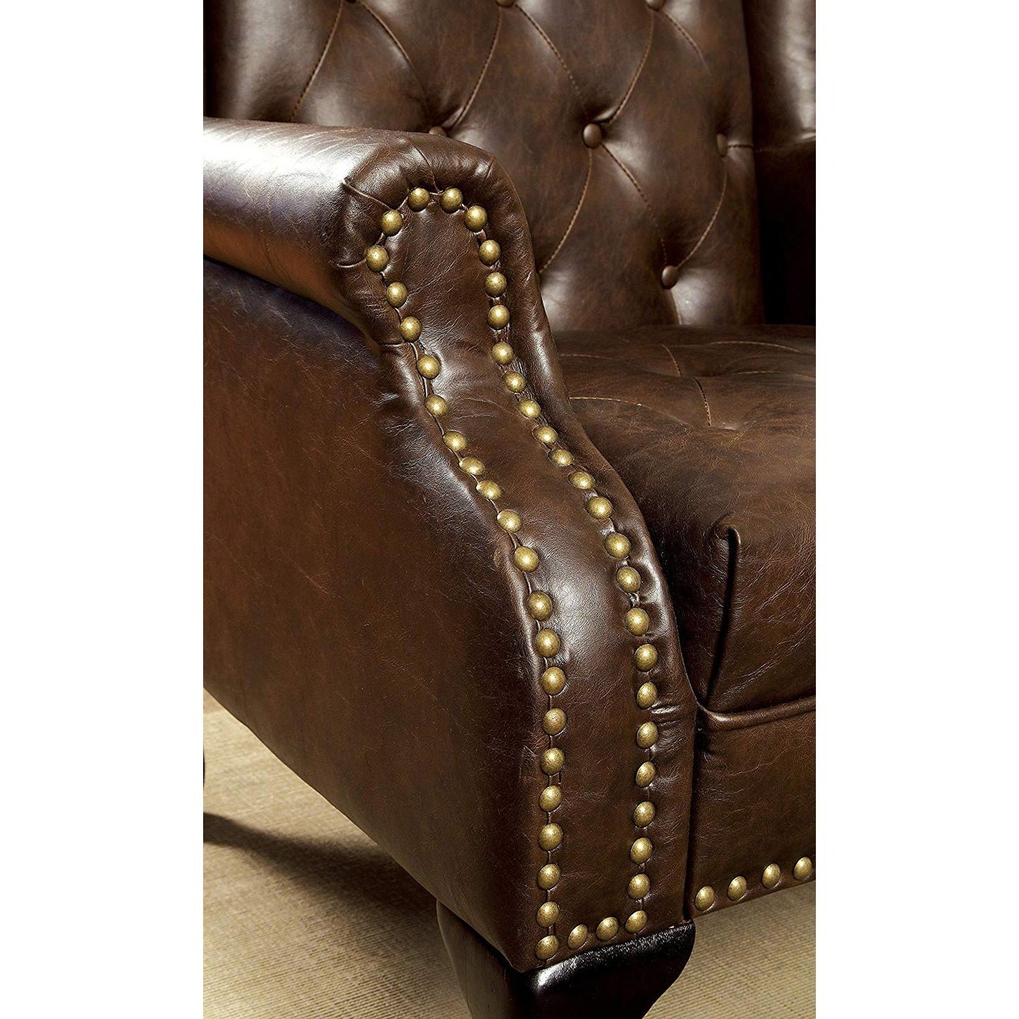  Furniture of America Vaugh Stationary Leather Accent Chair CM-AC6801BR IMAGE 2