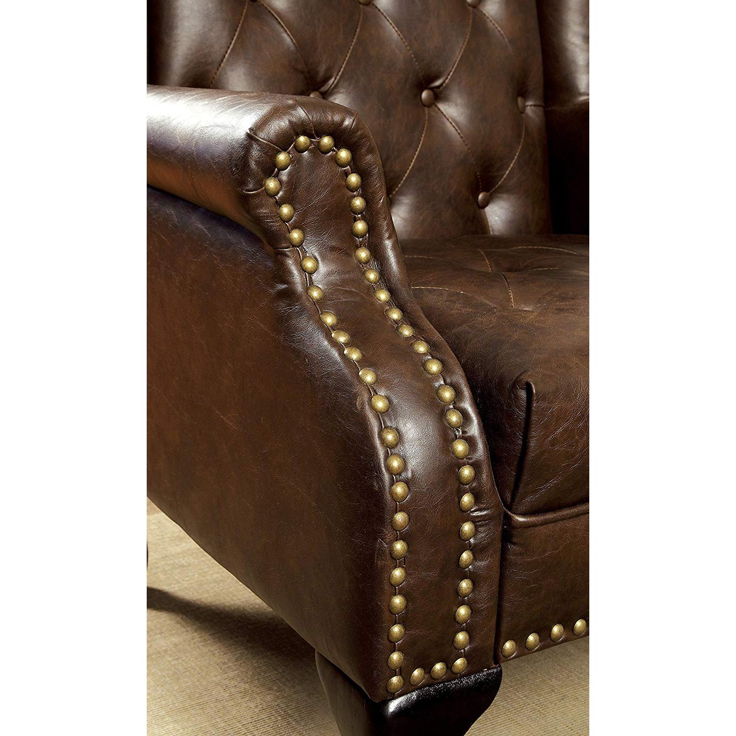  Furniture of America Vaugh Stationary Leather Accent Chair CM-AC6801BR IMAGE 2