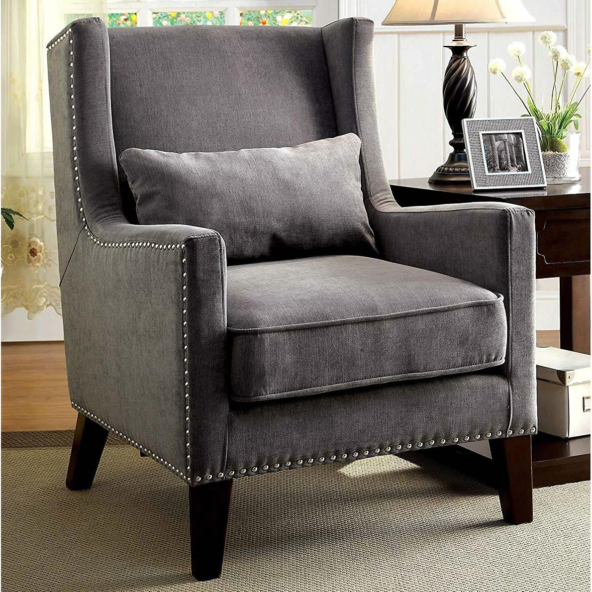  Furniture of America Tomar Stationary Fabric Accent Chair CM-AC6115GY IMAGE 1