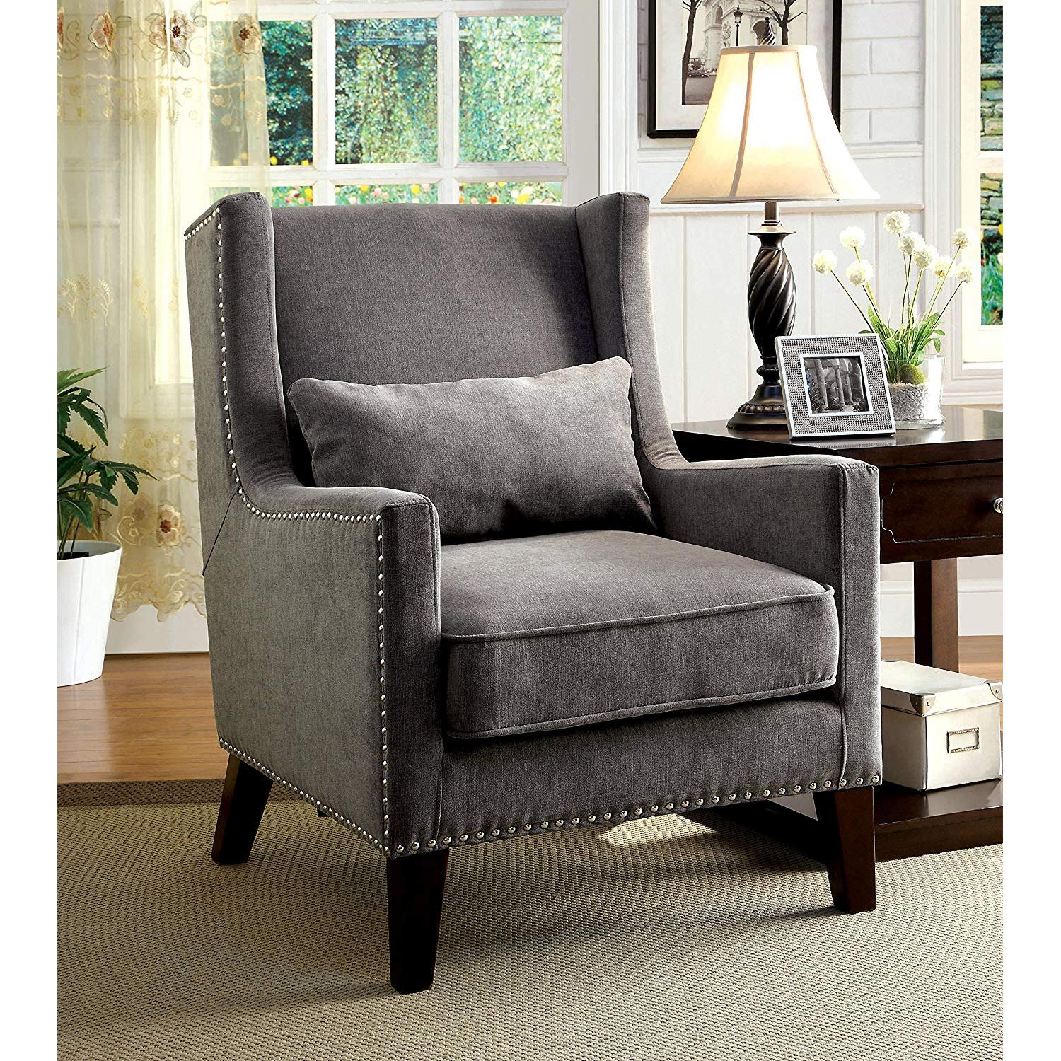  Furniture of America Tomar Stationary Fabric Accent Chair CM-AC6115GY IMAGE 2