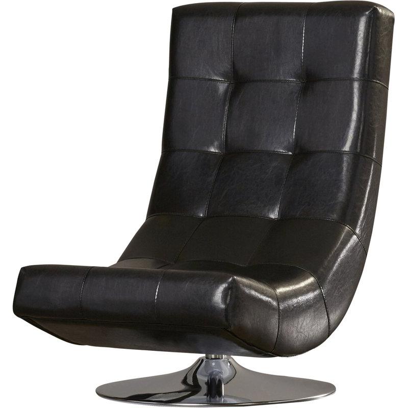  Furniture of America Trinidad Swivel Leather Look Accent Chair CM-AC6912BK IMAGE 3
