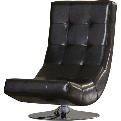  Furniture of America Trinidad Swivel Leather Look Accent Chair CM-AC6912BK IMAGE 3