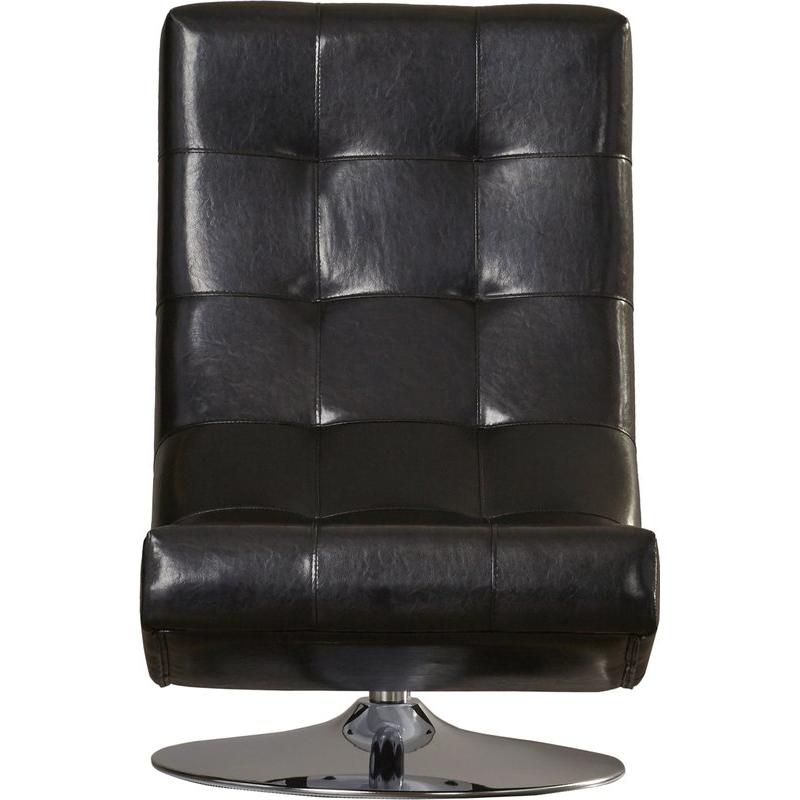  Furniture of America Trinidad Swivel Leather Look Accent Chair CM-AC6912BK IMAGE 4