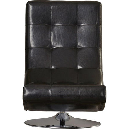  Furniture of America Trinidad Swivel Leather Look Accent Chair CM-AC6912BK IMAGE 4