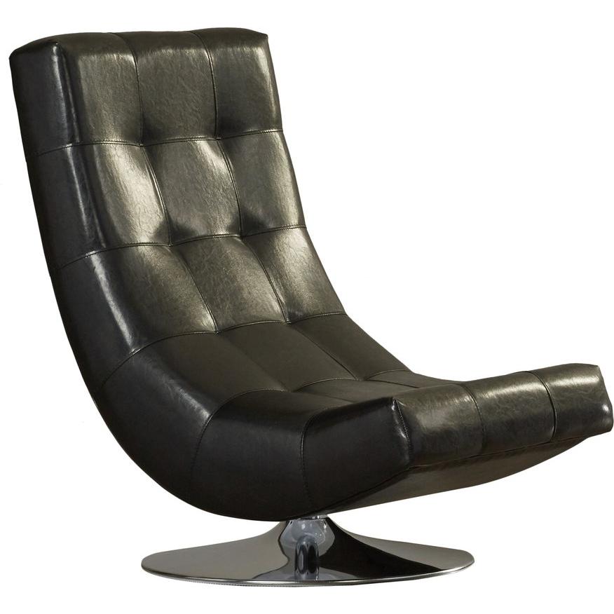  Furniture of America Trinidad Swivel Leather Look Accent Chair CM-AC6912BK IMAGE 5