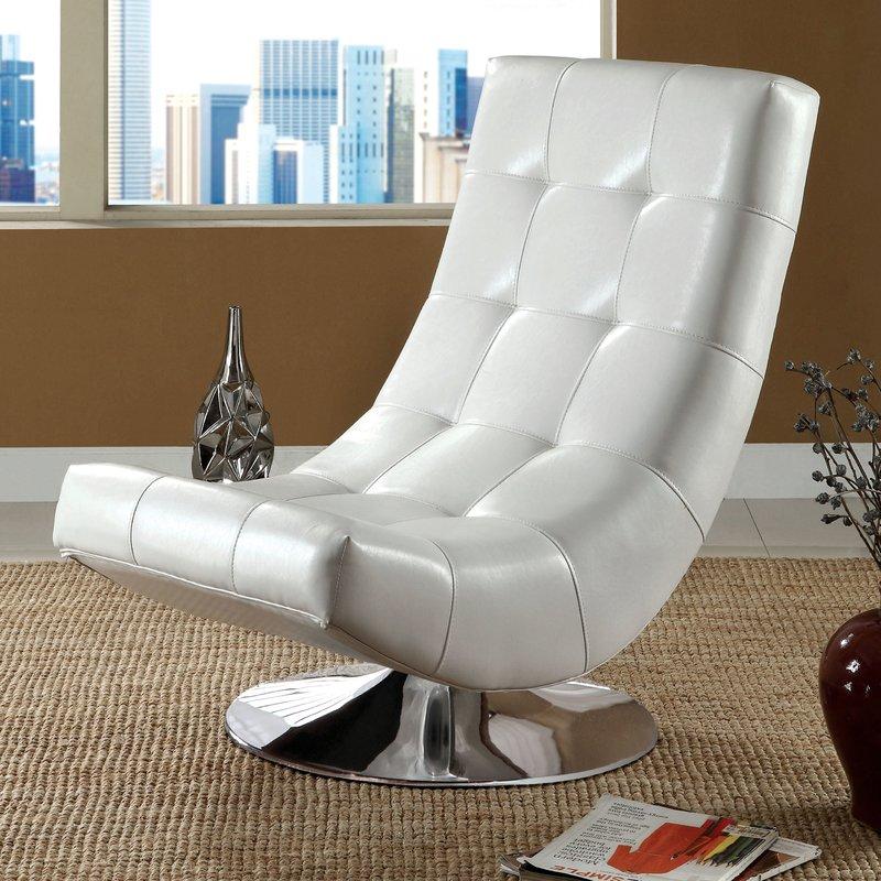  Furniture of America Trinidad Swivel Leather Look Accent Chair CM-AC6912W IMAGE 1