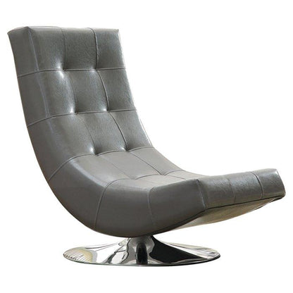  Furniture of America Trinidad Swivel Leather Look Accent Chair CM-AC6912GY IMAGE 1