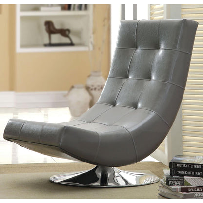  Furniture of America Trinidad Swivel Leather Look Accent Chair CM-AC6912GY IMAGE 2