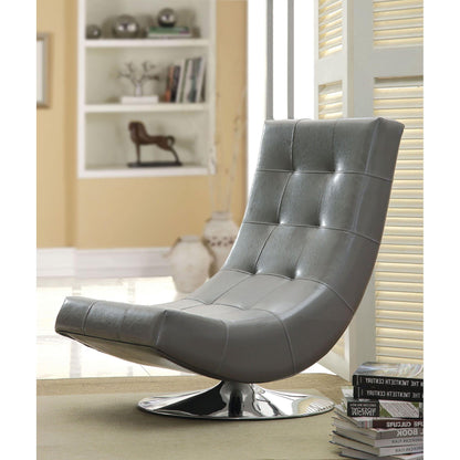  Furniture of America Trinidad Swivel Leather Look Accent Chair CM-AC6912GY IMAGE 3