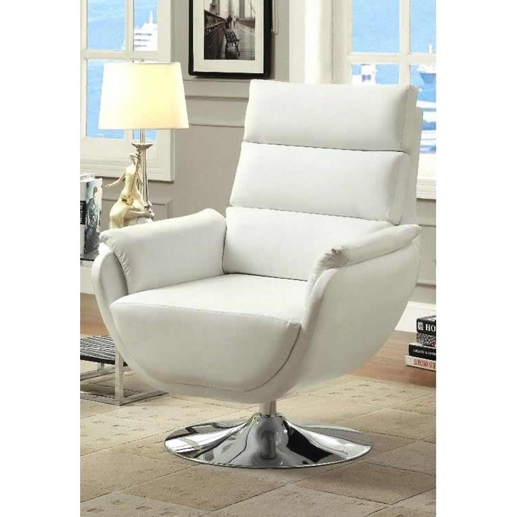  Furniture of America Kulm Swivel Leather Look Accent Chair CM-AC6111WH IMAGE 1