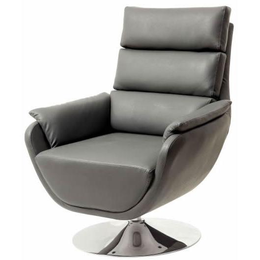 Furniture of America Kulm Swivel Leather Look Accent Chair CM-AC6111GY IMAGE 1