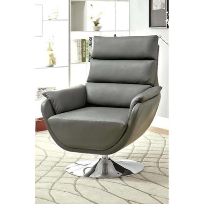  Furniture of America Kulm Swivel Leather Look Accent Chair CM-AC6111GY IMAGE 2