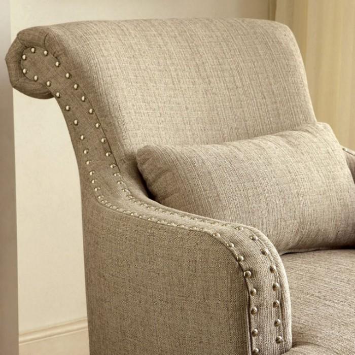  Furniture of America Agalva Stationary Fabric Accent Chair CM-AC6113BG IMAGE 3