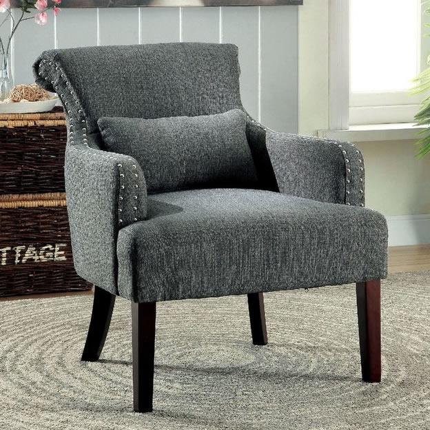  Furniture of America Agalva Stationary Fabric Accent Chair CM-AC6113GY IMAGE 1