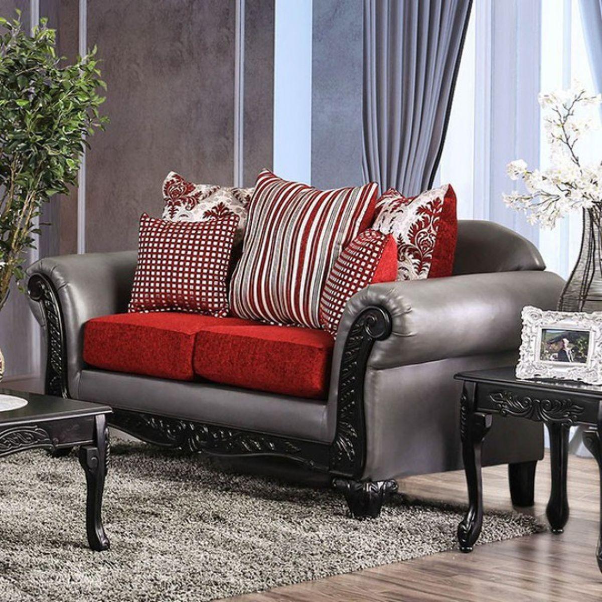  Furniture of America Midleton Stationary Leatherette Loveseat SM7440-LV IMAGE 1