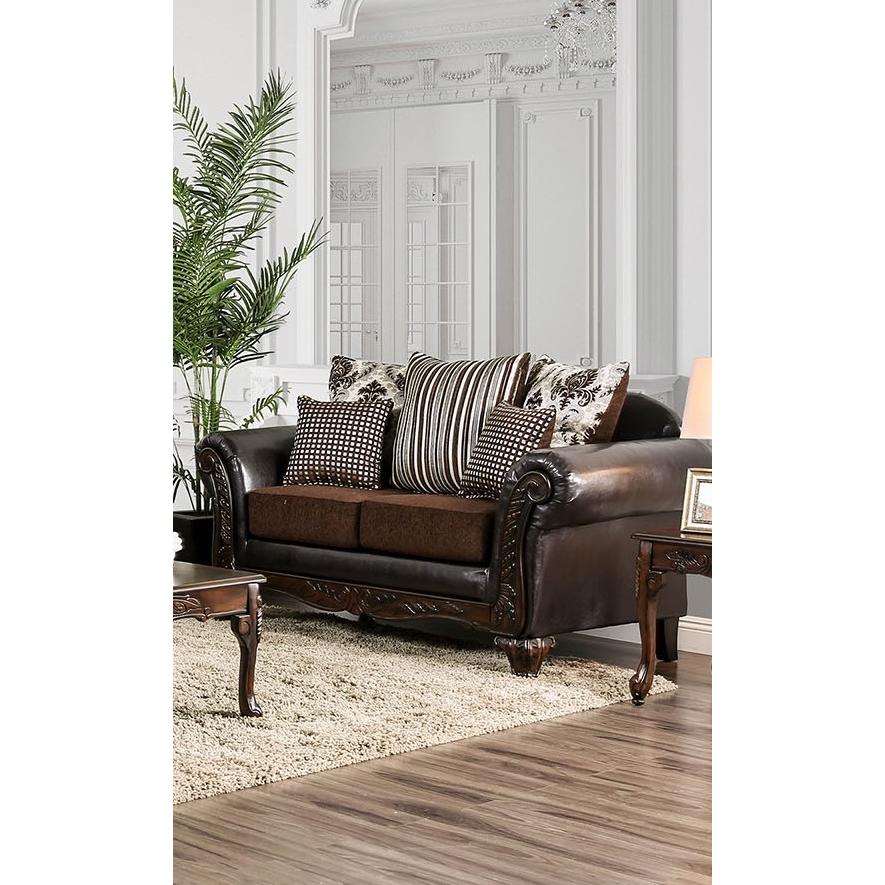  Furniture of America Midleton Stationary Leatherette Loveseat SM7406-LV IMAGE 2