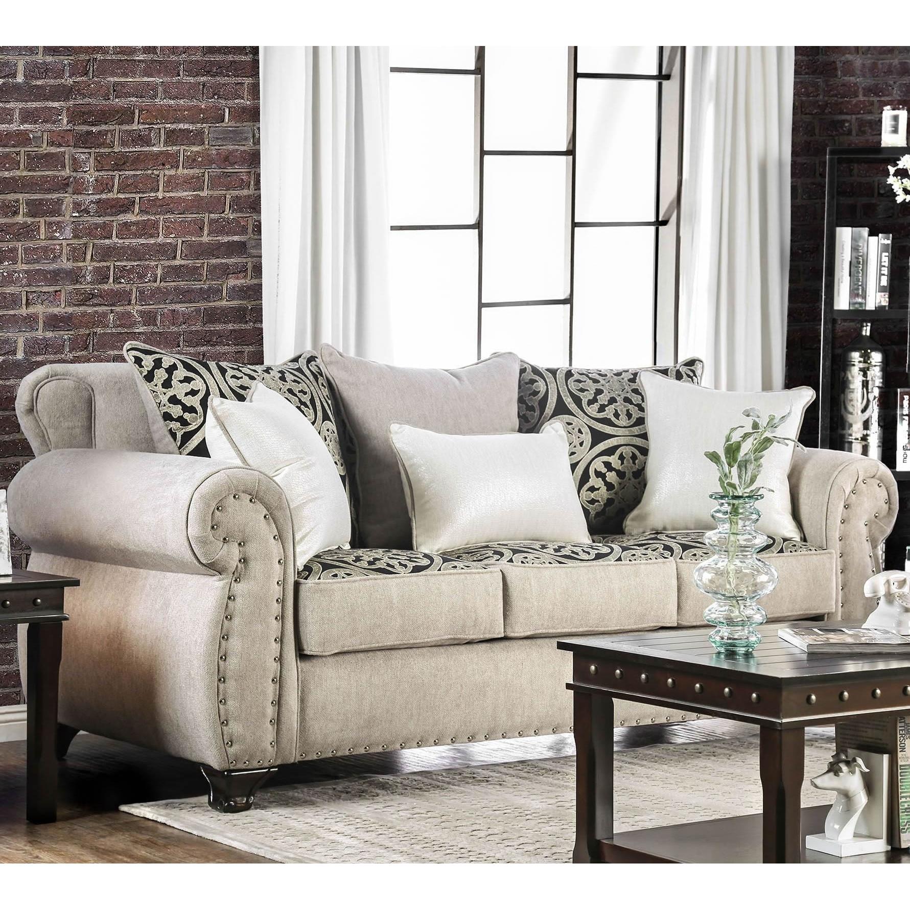  Furniture of America Sinatra Stationary Fabric Sofa SM6152-SF IMAGE 1
