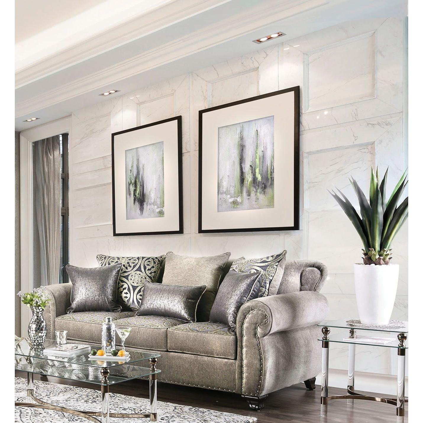  Furniture of America Sinatra Stationary Fabric Sofa SM6153-SF IMAGE 3