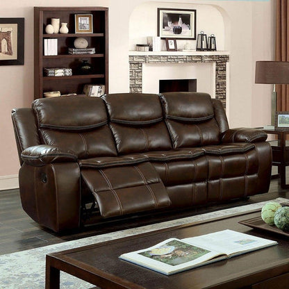  Furniture of America Pollux Reclining Leatherette Sofa CM6981BR-SF IMAGE 1