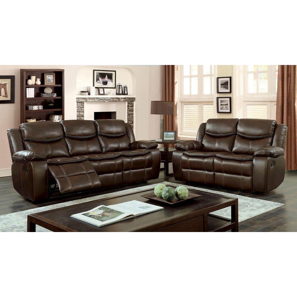  Furniture of America Pollux Reclining Leatherette Sofa CM6981BR-SF IMAGE 6
