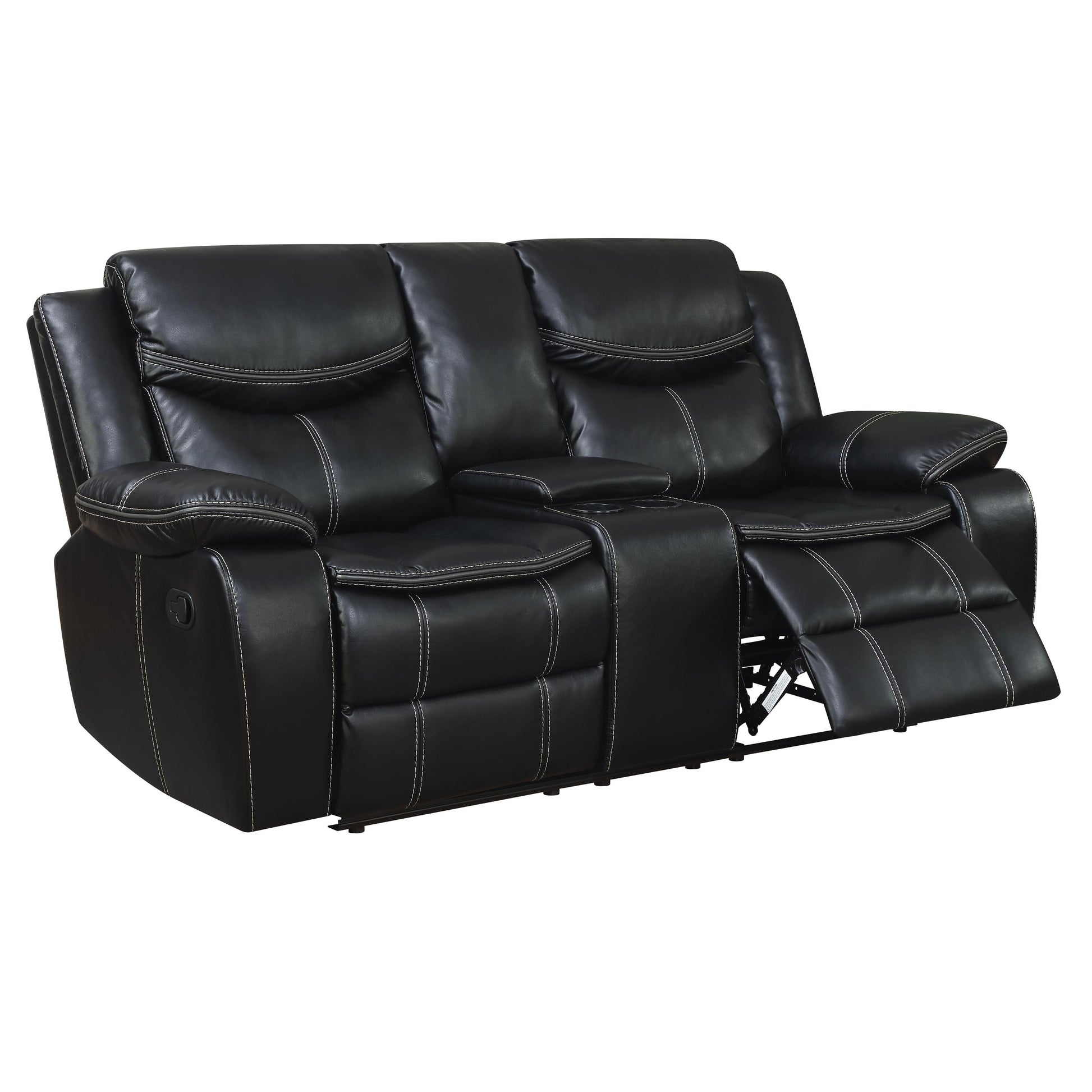  Furniture of America Pollux Reclining Leather Look Loveseat with Console CM6981-LV-CT IMAGE 1