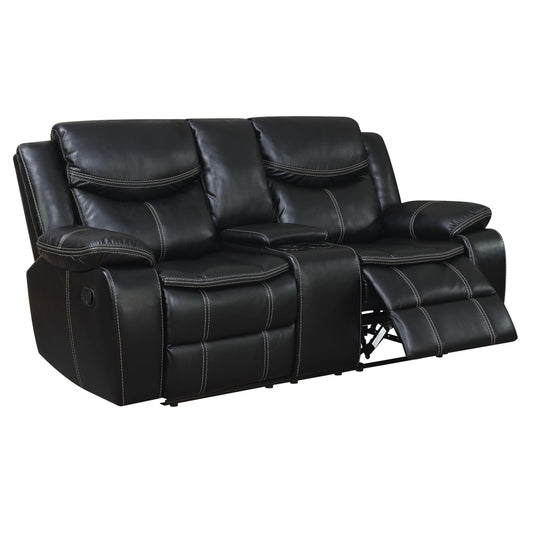 Furniture of America Pollux Reclining Leather Look Loveseat with Console CM6981-LV-CT IMAGE 1