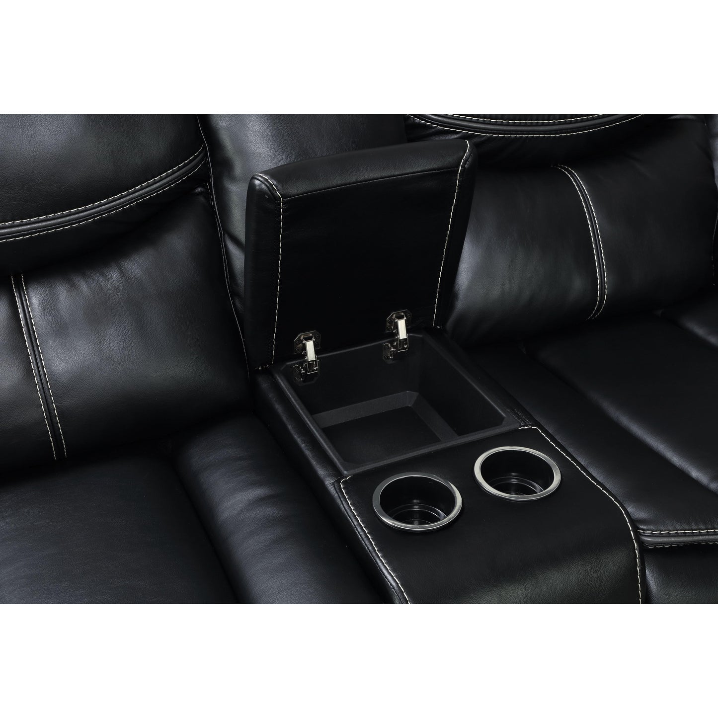  Furniture of America Pollux Reclining Leather Look Loveseat with Console CM6981-LV-CT IMAGE 3