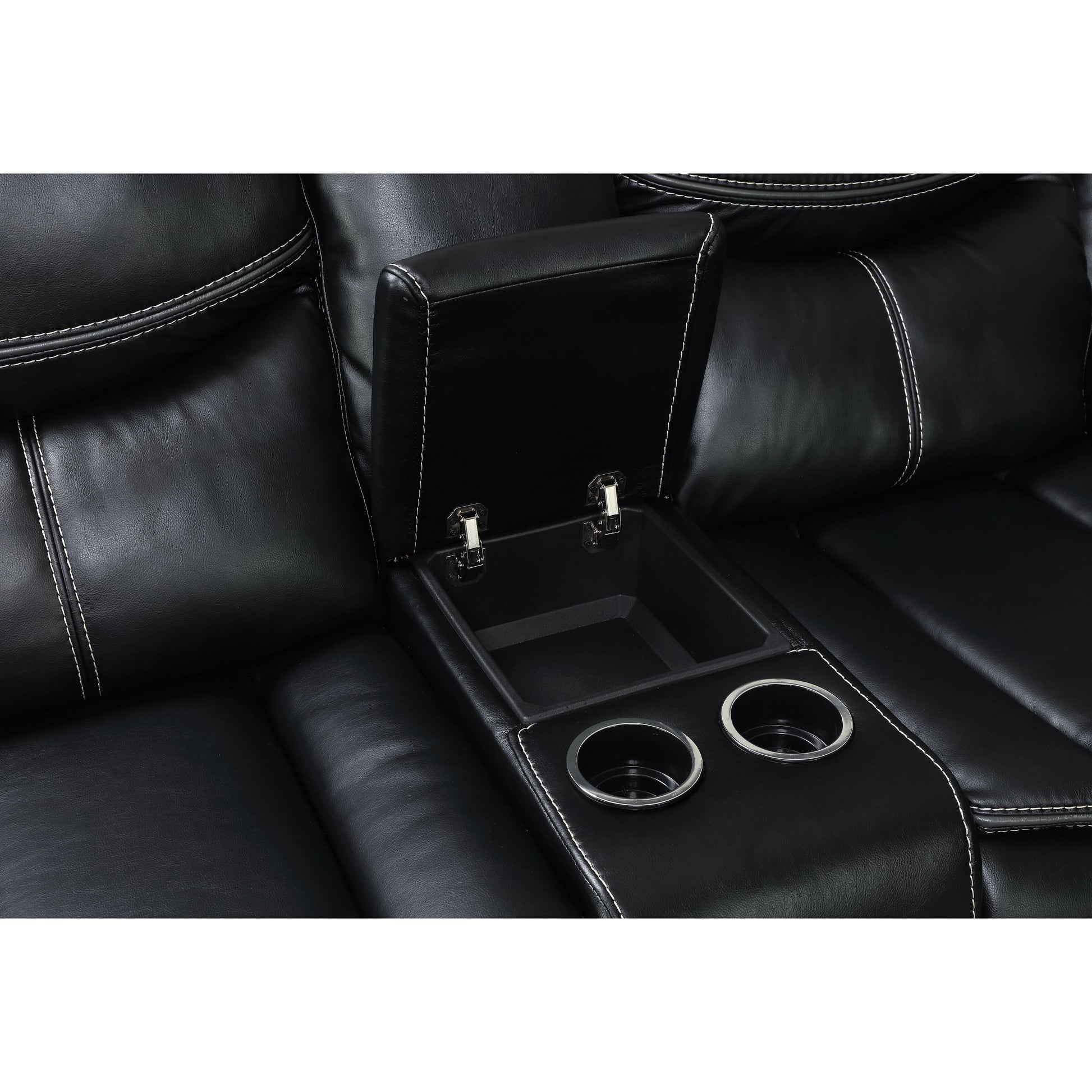  Furniture of America Pollux Reclining Leather Look Loveseat with Console CM6981-LV-CT IMAGE 3