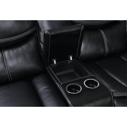 Furniture of America Pollux Reclining Leather Look Loveseat with Console CM6981-LV-CT IMAGE 3