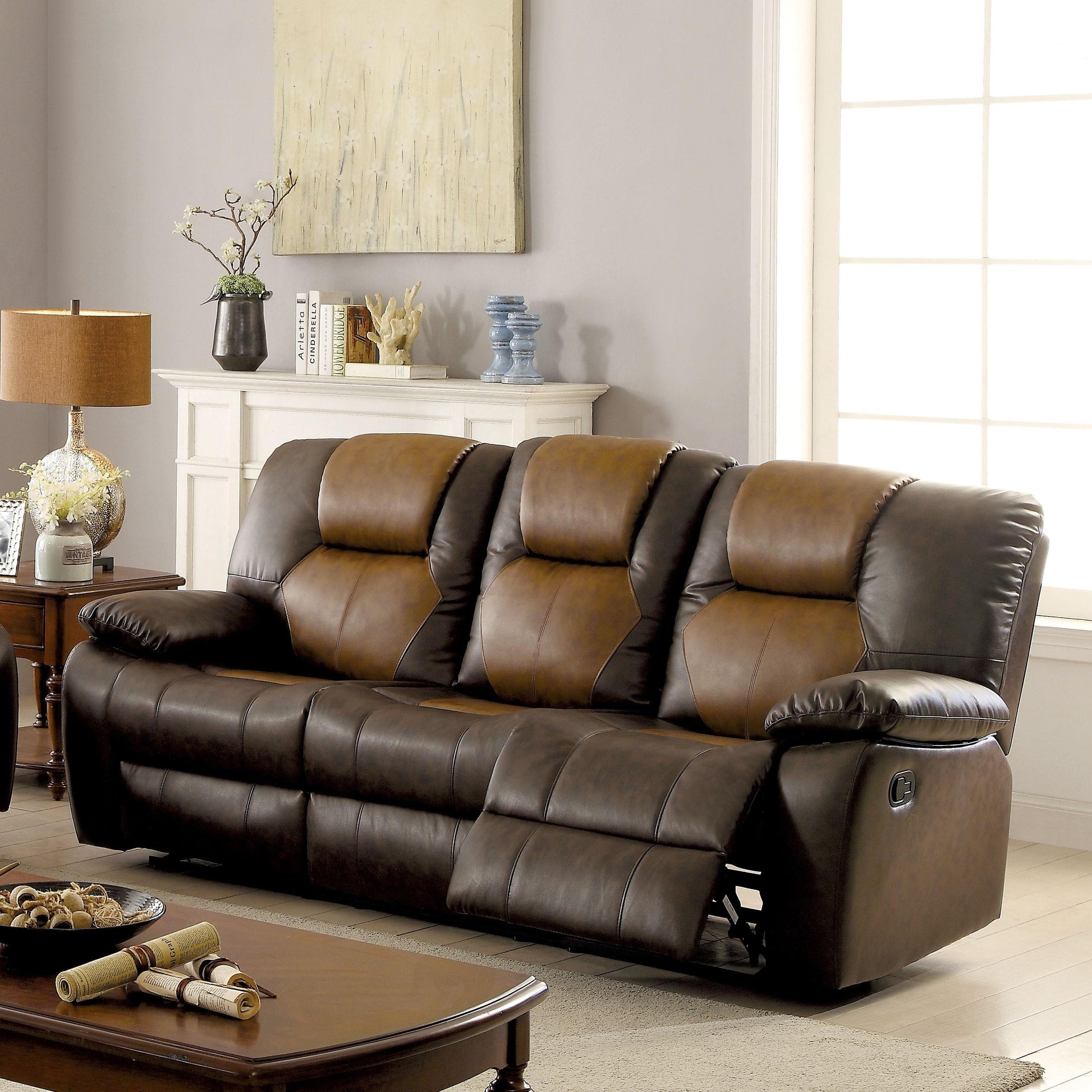  Furniture of America Pollux Reclining Leatherette Sofa CM6864-SF IMAGE 1
