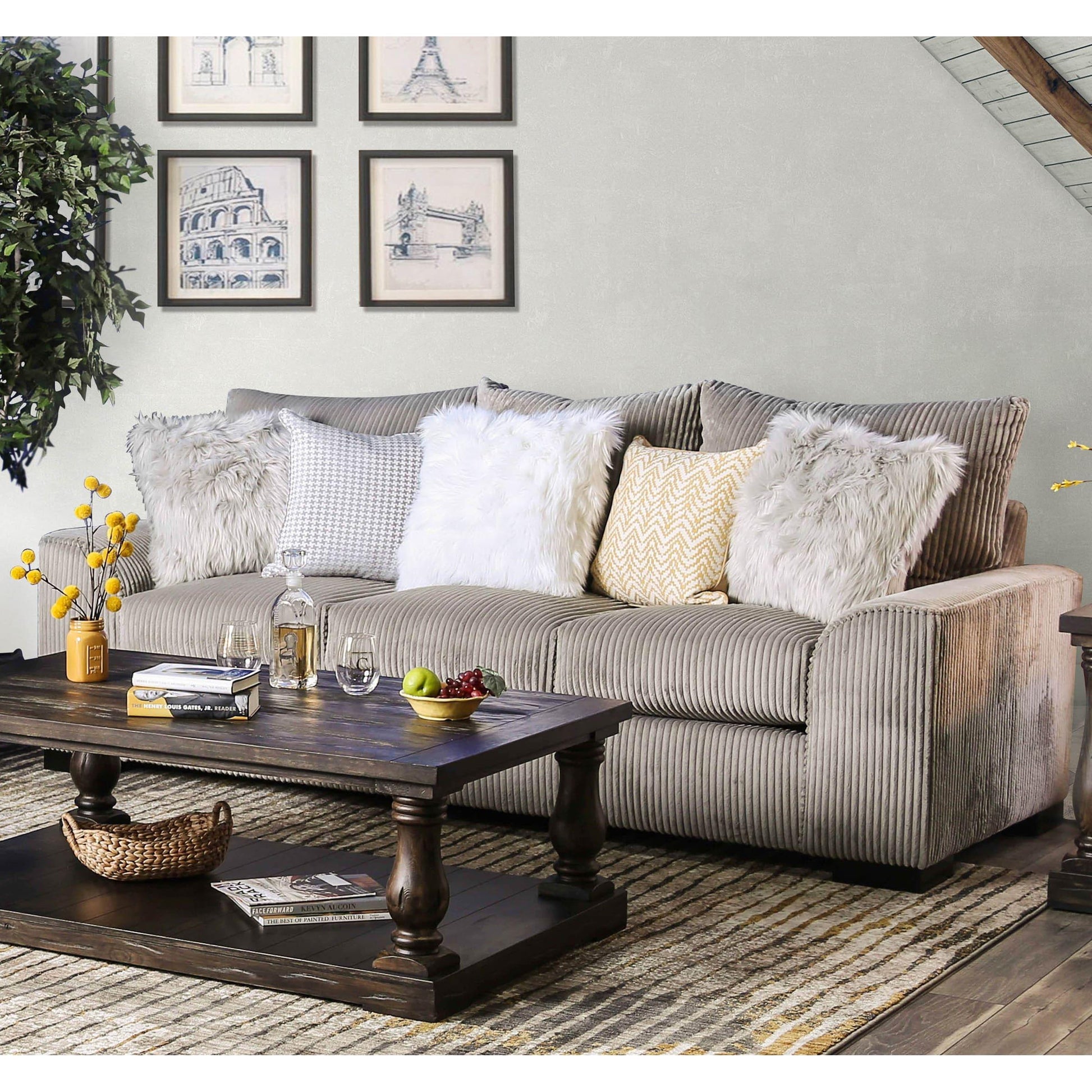  Furniture of America Marjorie Stationary Fabric Sofa SM6217-SF IMAGE 1
