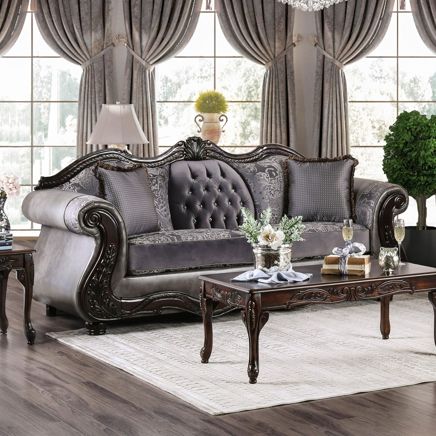  Furniture of America Tabatha Stationary Leatherette Sofa SM6312-SF IMAGE 1