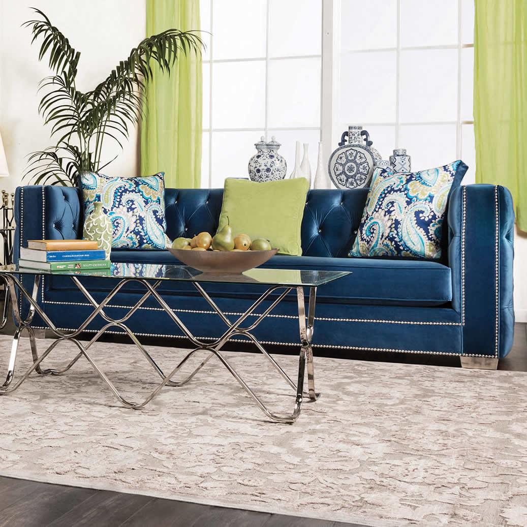  Furniture of America Salvatore Stationary Fabric Sofa SM2280-SF IMAGE 1