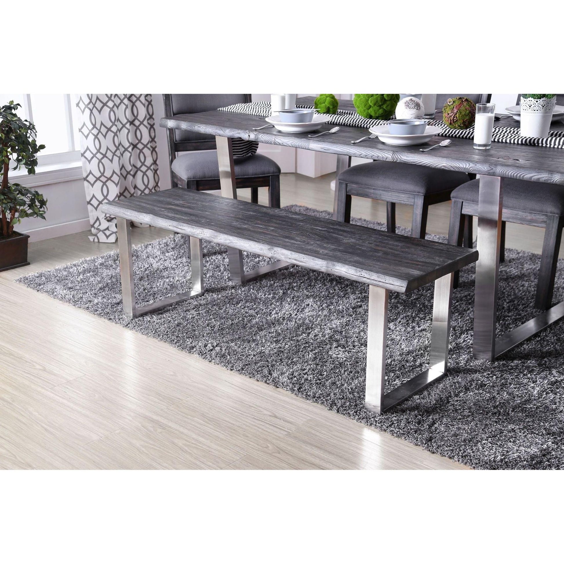  Furniture of America Mandy Bench CM3451GY-BN-PK IMAGE 2