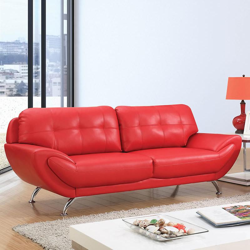  Furniture of America Reanna Stationary Leatherette Sofa CM6414RD-SF IMAGE 2