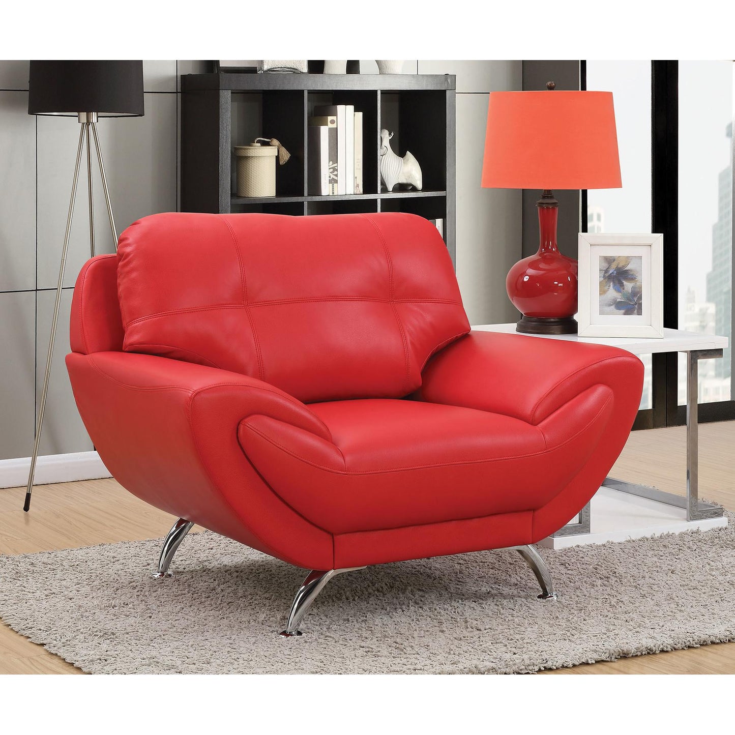  Furniture of America Reanna Stationary Leatherette Chair CM6414RD-CH IMAGE 2
