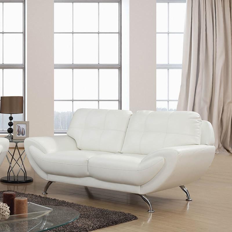  Furniture of America Reanna Stationary Leatherette Loveseat CM6414WH-LV IMAGE 2