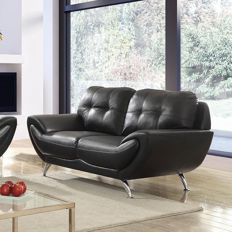  Furniture of America Reanna Stationary Leatherette Loveseat CM6414BK-LV IMAGE 2