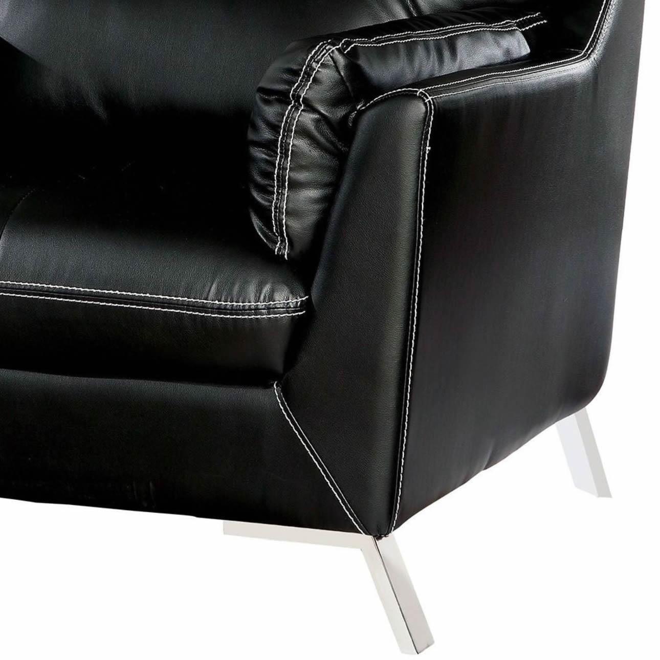  Furniture of America Nichola Stationary Leatherette Sofa CM6008BK-SF IMAGE 2