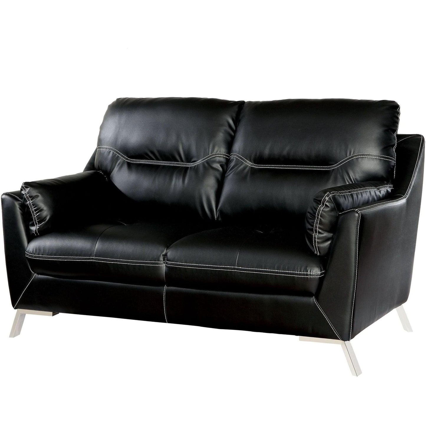  Furniture of America Nichola Stationary Leatherette Loveseat CM6008BK-LV IMAGE 1