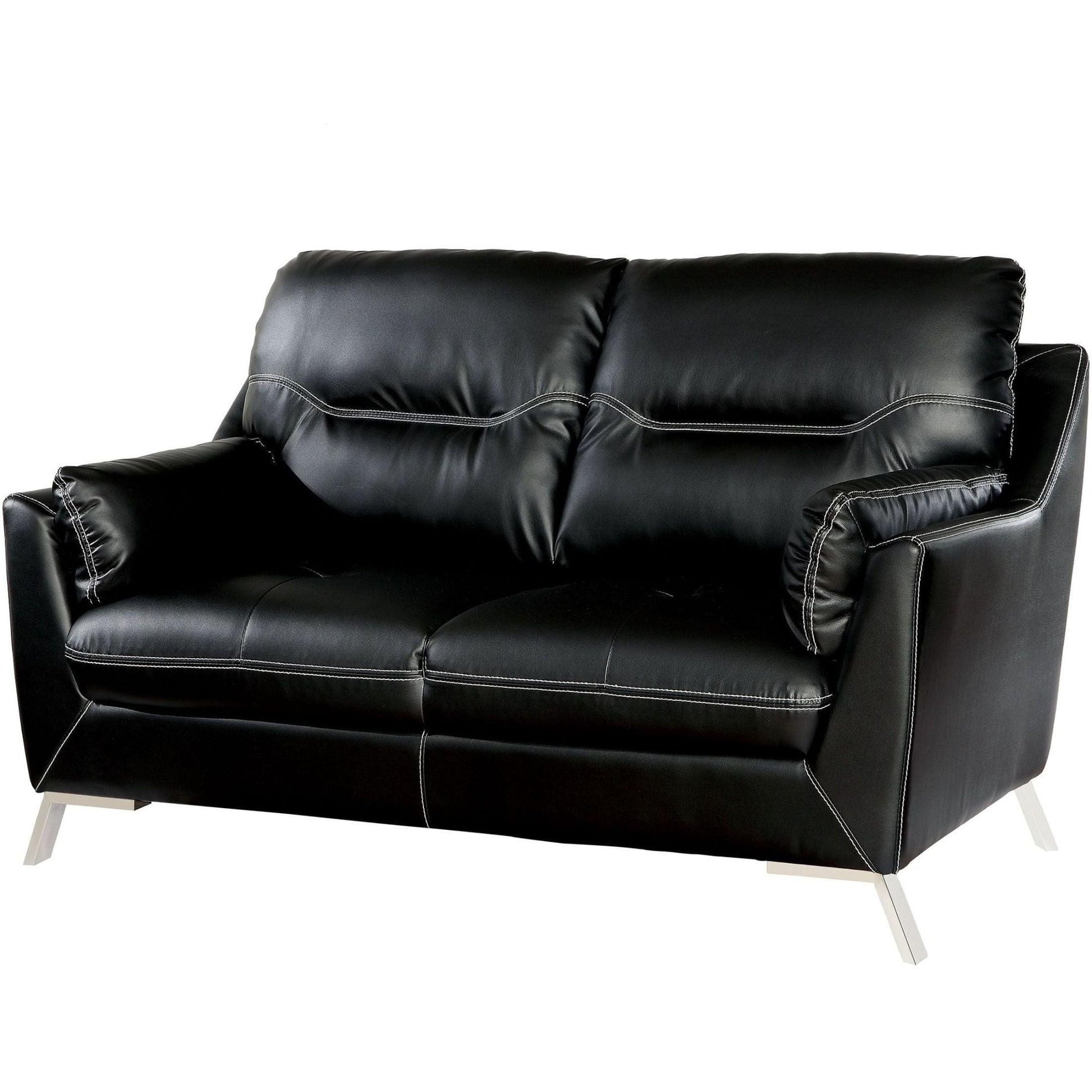  Furniture of America Nichola Stationary Leatherette Loveseat CM6008BK-LV IMAGE 1