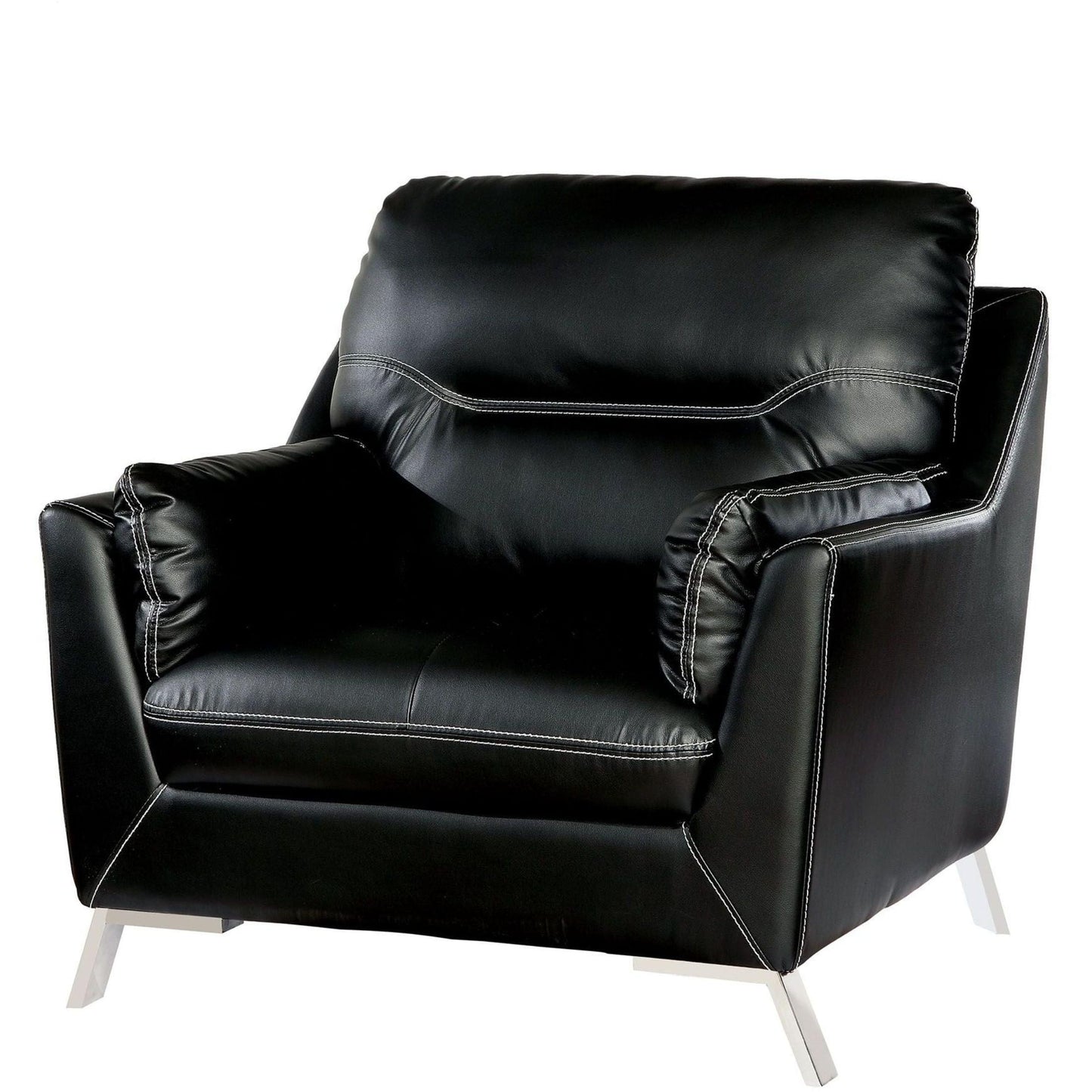  Furniture of America Nichola Stationary Leatherette Chair CM6008BK-CH IMAGE 1